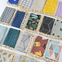 Sarung Meja Sisi Katil Berpetak Nordic, Bahan Linen Kapas, Kain Kabinet TV, Penutup Habuk, Kain Alas