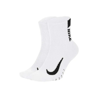 【NIKE 耐吉】男女襪子-兩雙入-DRI-FIT 長襪 訓練 慢跑 白黑(SX7556-100)