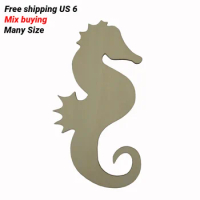 Unfinished Wood Sea Horse Blank Ocean Animal Seahorse Cutout Shapes For DIY Craft Embellishments Beach Party Decor