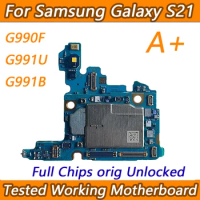 A+ For Samsung Galaxy S21 Motherboard G990F G991B G991U 128GB For SM-G991B 5G Board Working Unlocked Logic Board Full Chip Plate