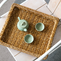 Kens茶盤托盤家用 北歐風編織茶具收納盤茶幾茶杯壺隔熱托盤仿藤