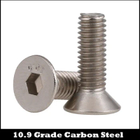 M4 M4*6/8/10/12/14/16/20/25/30/40 10.9 Grade Nickel Plated Carbon Steel DIN7991 Flat Countersunk Head Hex Hexagon Socket Screw