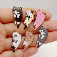 10pcs 25x13mm Fashion Gold Color Metal Alloy Kawaii Enamel Cat Animal Charms Pendant Fit Jewelry Making DIY Jewelry Finding