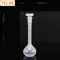 YCLAB 25mL Volumetric Flask Polypropylene with one Graduation Mark and Stopper PP Plastic Laboratory Chemistry Equipment