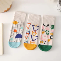 3 Pairs Kawaii Cute Cartoon Socks Women Set 100% Cotton Mid Tube Socks Girls Funny Calcetines for Four Seasons Gift