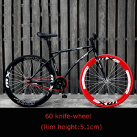 Fixed Gear Bike Wheel for City Bike, Fixed Gear Bike, High Carbon Steel Frame, Single Speed Bicycle, Racing Bike, 26 in, 51mm