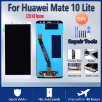 For HUAWEI Mate 10 Lite Nova 2i Honor 9i G10 RNE L21L22 L01 LCD screen assembly with front case touch glass black white
