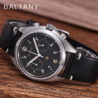 Baltany Military Men's Multifunction Quartz Watches Seiko VK64 Movement two-color luminous Stainless Steel Leather Strap Chrono