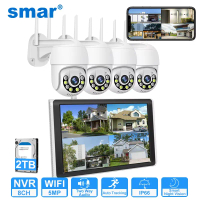 Smar 3MP Wireless IP Camera Kit with 10.1 inch LCD Screen Monitor WIFI PTZ Security Camera System Ou