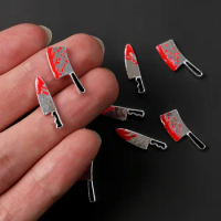 10PCS 3D Bloody Kitchen Knife Nails Charms Accessories Parts For Halloween Nail Art Decoration Design Supplies Manicure Decor