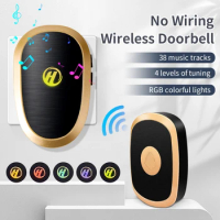 Outdoor Wireless Doorbell Waterproof House Chime Kit EU/US Plug Smart Alarm 38 Songs Welcome Chime Home Intelligent Door Bell