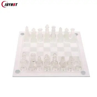 1Set Craft Crystal Glass Chess Set Acrylic Chess Board Anti-broken Elegant Glass Chess Pieces Board Game Family Chess Game