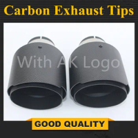 2 Pcs New style 63mm Inlet 114mm Outlet Akrapovic Carbon Fiber Exhaust Tip/Muffler End Pipes Stainless Steel Car Exhaust Tips