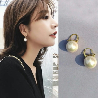 閃度通體925純銀珍珠耳環高級感法式耳釘網紅氣質新款潮耳飾