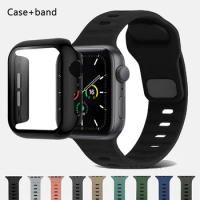 PC Case+Silicone Strap for Apple Watch Band ultra 2 49mm series 41mm 45mm 9 8 7 Band Cover for iwatch series 44mm 40mm 6 5 4 se