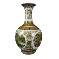 Chinese Old Porcelain PastelFour-Sided Figure Pattern Vase