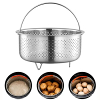 1pc Stainless Steel Kitchen Steam Basket Pressure Cooker Anti-scald Steamer Multi-Function Fruit Cleaning Accessories