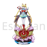 34cm Bishoujo Senshi Sailor Moon Luna Sailor Moon Lighting Girl Anime Figures PVC Action Figure Toy Game Collectible Model Doll