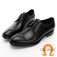 【GEORGE 喬治皮鞋】輕量系列 漸層刷色真皮綁帶氣墊鞋 -黑 115002BW