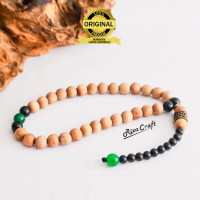 Tasbih Kayu Cendana mix Kokka Giok Hijau ASLI 100% 33 Butir