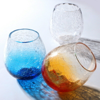 日式海洋冰裂紋玻璃杯高顏值水杯女果汁飲料杯子女夏氣泡啤酒杯男