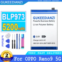 5200mAh GUKEEDIANZI Battery BLP973 For OPPO Reno 9 5G/Pro 9pro PHM110 PGX110 Big Power Bateria