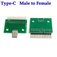 100pcs Male to Female Type c Test PCB board Universal board with USB 3.1 Port 24pin Test board with pins connector