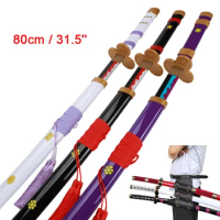 80cm Zoro Katana Samurai Sword JapanAnime Cosplay Katanas Enma KitetsuShusui Wado lchimonji Bamboo WoodenToy Swords