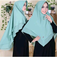 PERMATA CAHAYA KERUDUNG - PROMO HIJAB KHIMAR SYAR'I 2 LAYER POLOS ELVI PED SOFT SIZE XL BAHAN CERUTI