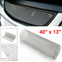 Aluminum Car Tuning Vehicle Body Grille Net Mesh Grill Section Universal Silver 40" X 13" Exterior Parts Decoration Accessories