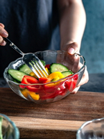 玻璃碗家用北歐餐具簡約透明碗現代時尚創意大碗小碗水果碗沙拉碗