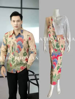 HARVEY SANDRA CREAM Couple Sarimbit Rok 2 Lapis Kemeja Batik Slimfit Warna Krem Bahan Katun Halus Pr