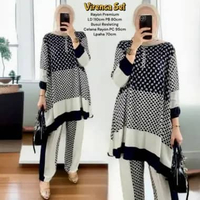 Chatezz Set Tunik One Set Wanita Kekinian Rayon Diamond Premium Setelan Outfit Celana Kulot LD 110 V