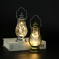 Farmhouse Rustic Accent Kerosene Lantern Retro Oil Lamp Nightstand Table Lamps Vintage Night Light Halloween Christmas Decor