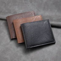 Vintage Mens Wallet Leather Billfold Slim Credit Card ID Holder Short Male Purse High Quality Business Foldable Wallet Money Bag