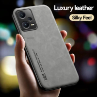 For Xiaomi Redmi Note 12 Pro + Plus 5G Case Magnetic Car Holder Plate Phone Case For Redmi Note 12Pro Note 12 Leather Back Cover