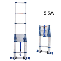 5.5M Aluminium Alloy Thicken Single-sided Straight Ladder JJS511 Portable Household Extension Ladder 14-Step Engineering Ladder