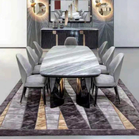 Light luxury marble rectangular dining table and chair combination home high-end Italian rock plate dining table