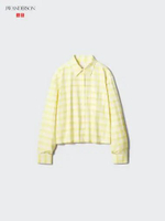 UNIQLO JWA JW ANDERSON Kemeja Oxford Boxy wanita Lengan Panjang Kotak YELLOW XL