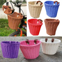9 Colors Kids Bike Basket New With 2Leather Strap 21*16*16cm Child Scooter Basket D-shaped Baskets Cycling Parts