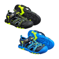 【DIADORA】大童護趾運動涼鞋 童鞋 黑/藍(沙灘溯溪 撞色 磁扣拌帶 快速穿脫 彈性減震腳床 耐磨止滑橡膠)