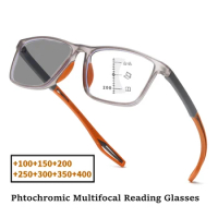 Photochromic Multifocal Reading Glasses for Men Women Blue Light Blocking Presbyopia Eyewear Outdoor UV Sunglasses +1.0 To +4.0