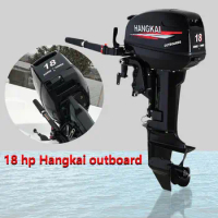 Boat Engine 2 Stroke Motor 18 HP Outboard Motor Heavy-duty Marine Boat Engine with Water Cooling and Tiller Control System