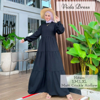 Viola Dress Crinkle Gamis Umroh Gamis Polos Gamis Murah Gamis Putih Polos Hitam Putih