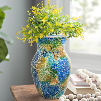 European Bohemian Mosaic Glass Vase, Colorful Hydroponic Systems, Flower Pot, Wedding Decoration, Home Decoration
