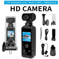 4K Action Camera Portable Pocket Cam 270° Rotatable Mini Camera Outdoor Waterproof Diving Sport DV Bike Bicycle Action Cam