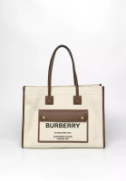 BURBERRY Two-Tone Canvas And Leather Medium Freya 托特包