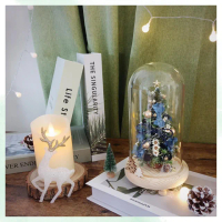 【KIRA與花花藝】聖誕獻禮．永生花聖誕樹LED玻璃罩大款-星空黑(夜燈/聖誕禮物/聖誕節/交換禮物/聖誕樹)