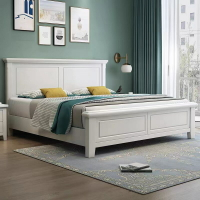 優樂悅~美式實木床現代簡約1.5兒童單人床架主臥床儲物出租房1.8米雙人床
