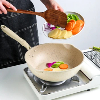 20cm Thickened Bottom Stone Frying Pan Multifunction Non-Stick Pans Deep Pot Wok Pan Pancake Pan Durable Gift